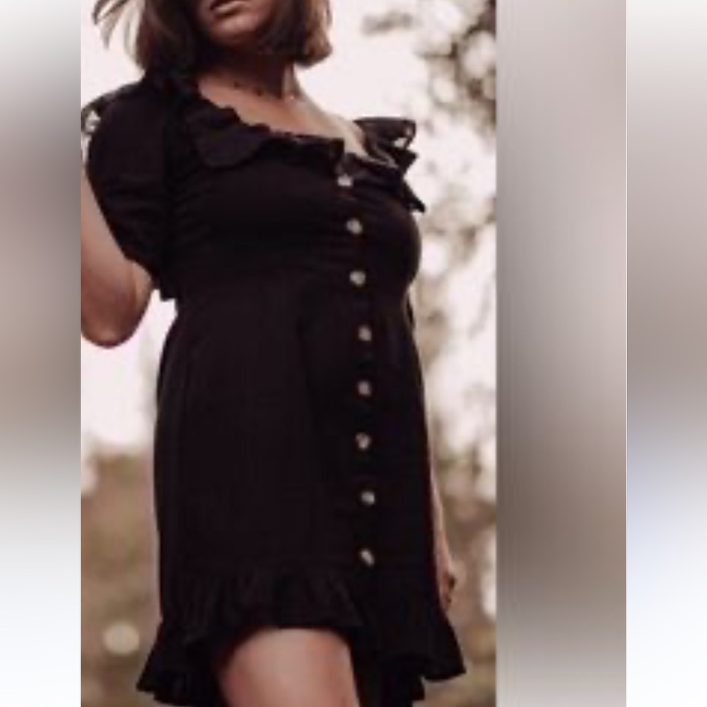 ASOS‎ Petite Black Button-Front Mini Dress-NWT